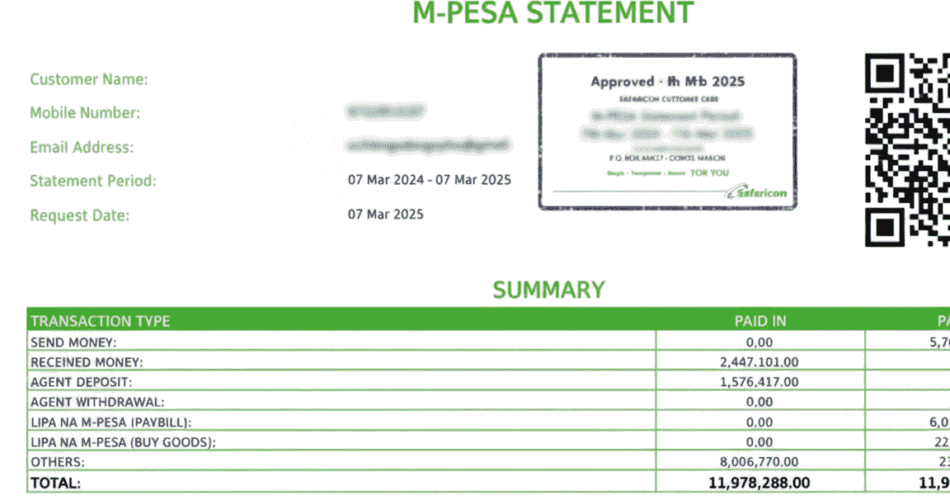 m-pesa statement